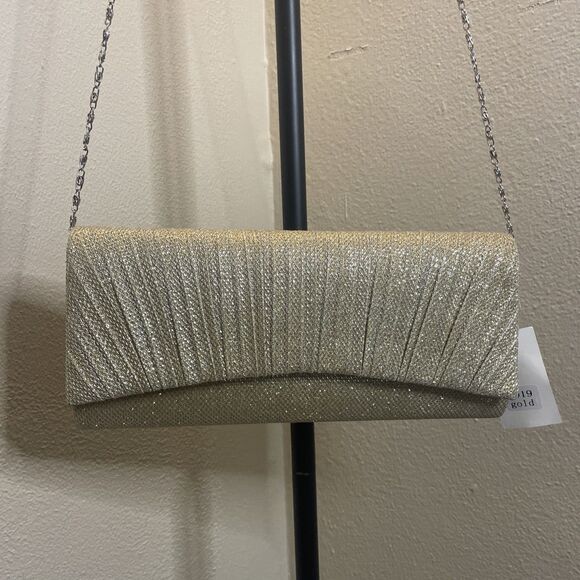 Gold Embellished Clutch Purse Formal Wedding Hand Bag - Picture 1 of 6